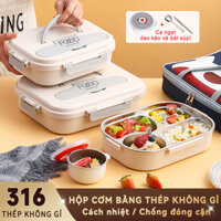 Hộp Cơm Giữ Nhiệt 2 Tầng 4/5 Ngăn INOX 316 Cao Cấp, Tặng Muỗng - Hộp Đựng Cơm Giữ Nhiệt - Hộp Cơm Văn Phòng A11-15