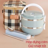 Hộp cơm giữ nhiệt 2 tầng lúa mạch