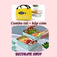 Hộp Cơm Giữ Nhiệt 2 Tầng Ngăn Inox + túi giữ nhiệt