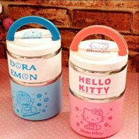 Hộp cơm giữ nhiệt 3 tầng Hello Kitty và Doremon
