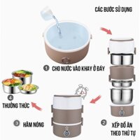 Hộp Cơm Giữ Nhiệt 3 Tầng Ruột INOX 304 Cao Cấp, Ca Mèn Đựng Cơm Hâm Nóng Văn Phòng Siêu Cấp tiện lợi