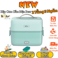 Hộp Cơm Giữ Nhiệt Bear SB-HC12L Bằng Điện, 2 Tầng 3 Ngăn, Nắp Chống Tràn, Khay Bằng Inox 304 Chống Rỉ, Bảo Hành 12 Tháng