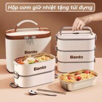 Hộp cơm giữ nhiệt Bento Hộp đựng cơm giữ nhiệt Nhật Bản bên trong inox 304 vỏ ngoài chịu nhiệt Deli Home