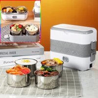 Hộp Cơm Giữ Nhiệt Cắm Điện 2 Tầng Inox BUCOOK DFH-C02, Hộp Cơm Văn Phòng Hâm Nóng Thức Ăn