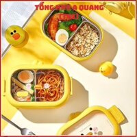 HỘP CƠM GIỮ NHIỆT CUTE 950ML, Hộp Cơm Văn Phòng Inox Hình Vịt Vàng ,Gấu Nâu, Kèm Nắp Chống Tràn, An Toàn - HOPCOM1