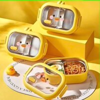 HỘP CƠM GIỮ NHIỆT CUTE 950ML, Hộp Cơm Văn Phòng Inox Hình Vịt Vàng ,Gấu Nâu, Kèm Nắp Chống Tràn, An Toàn: HOPCOM2