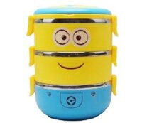 HỘP CƠM GIỮ NHIỆT HÌNH MINION 3 TẦNG  (Vàng, Inox)