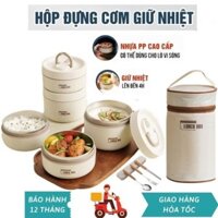 Hộp cơm giữ nhiệt Hộp đựng cơm văn phòng Lunch Box Tặng Túi, Cà mên giữ nhiệt dùng được trong lò vi sóng