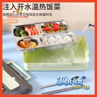 Hộp cơm giữ nhiệt inox 3 ngăn tiện lợi tặng kèm bộ thìa đũa, hộp cơm văn phòng cao cấp