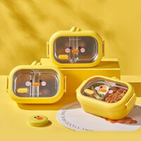 Hộp Cơm Giữ Nhiệt INOX DaiSy Decor Cao Cấp - Cà Men Đựng Cơm Thức Ăn Văn Phòng 2 Ngăn Hình Vịt Vàng Có Nắp Chống Tràn