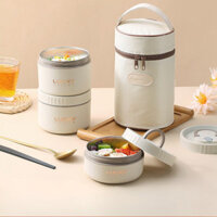 Hộp cơm giữ nhiệt Kuchan Hộp đựng cơm văn phòng Tặng Túi, Cà mên giữ nhiệt dùng được trong lò vi sóng