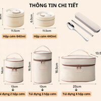 Hộp Cơm Giữ Nhiệt Kuchan Hộp Đựng Cơm Văn Phòng, Túi Đựng Cơm 4 Hộp Cho Văn Phòng