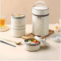 Hộp cơm giữ nhiệt lõi inox 3 tầng giữ nhiệt tốt tặng kèm túi đựng