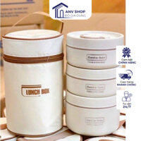 Hộp cơm giữ nhiệt Lunch Box kèm túi, hộp đựng cơm văn phòng cách nhiệt 3 tầng bằng thép không gỉ 304