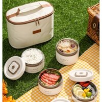 Hộp Cơm Giữ Nhiệt Lunch Box Hộp Đựng Cơm Văn Phòng Tặng Túi, Giữ Nhiệt Dùng Được Trong Lò Vi Sóng