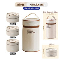 Hộp cơm giữ nhiệt Lunch box, cà mên đựng cơm tặng kèm túi, hộp cơm văn phòng 3 tầng cách nhiệt tiện lợi