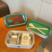 😍Hộp cơm giữ nhiệt S t a  r  b  u c k xịn xò, 3 khay, chất liệu inox 304, giữ nhiệt 6-8h
