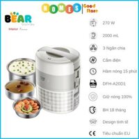 Hộp Cơm Giữ Nhiệt, Tự Hâm Nóng Và Nấu Chín Đa Năng 3 Tầng BEAR DFH-A20D1 Dung Tích 1.2L Công Suất 270W - Hàng Chính Hãng