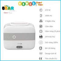 Hộp Cơm Giữ Nhiệt, Tự Hâm Nóng Và Nấu Chín Đa Năng 3 Ngăn BEAR DFH-B17K2 Dung Tích 1.5L Công Suất 270W - Hàng Chính Hãng