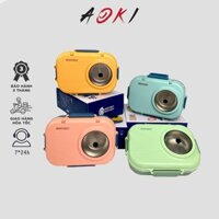 Hộp cơm giữ nhiệt văn phòng 3 ngăn, inox 304, chống tràn, kèm đũa thìa bát canh, hâm nóng nhanh