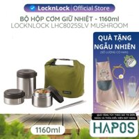 Hộp cơm giữ nhiệt văn phòng LocknLock 1160ml (3 hộp) Chính hãng - Tặng đũa và túi giữ nhiệt LHC8025SLV - Hapos Mall
