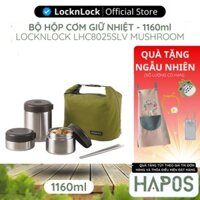 Hộp cơm giữ nhiệt văn phòng LocknLock 1160ml (3 hộp) Chính hãng - Tặng đũa và túi giữ nhiệt LHC8025SLV - HAPOS BEAUTY