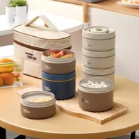 Hộp cơm giữ nhiệt văn phòng nhỏ gọn tiện lợi có túi giữ nhiêt mang theo inox 304 có thể sử dụng cho lò vi sóng