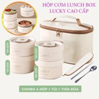 Hộp Cơm Giữ Nhiệt Văn Phòng Lunch Box 2 Tầng - 4 Tầng - Tặng Túi đựng cơm giữ nhiệt mang đi làm
