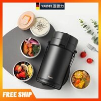 Hộp cơm giữ nhiệt YADEL phong cách Nhật Bản, Inox 304, 6 lớp cách nhiệt chống bỏng, giữ nhiệt 12h
