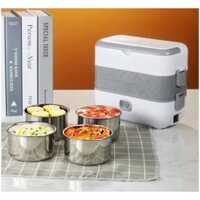Hộp cơm hâm nóng 2 tầng 4 ngăn LUNCHBOX inox giữ nhiệt và tự nấu chín thức ăn, Cà Men Đựng Cơm Đi Làm.