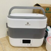 Hộp Cơm Hâm Nóng Cắm Điện 4 Bát Gốm Sứ 2 Tầng, Nồi Cơm Mini Cho Dân Văn Phòng Song Anh Hàng Loại 1