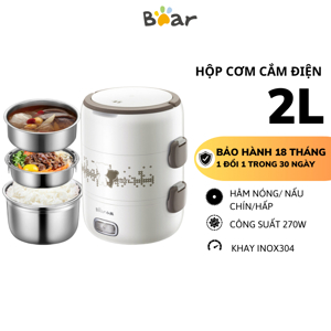 Hộp cơm hâm nóng cao cấp 3 tầng cắm điện Bear DFH-S2358