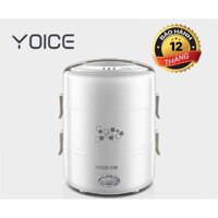 Hộp cơm hâm nóng điện 3 tầng tiện lợi YOICE TRẮNG khay inox 304 không rỉ 270W - 2 Lít hâm nóng nhanh