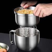 ✓✔Hộp Cơm Inox 304 Bát Ăn Liền Có Nắp Thoát Nước Bát Ăn Súp Bát Cơm Hộp Cơm Dung Tích Lớn Hộp Cơm