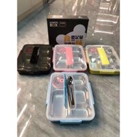 Hộp Cơm Inox 304 Cao Cấp 5 Ô Chia Thức Ăn Kèm Đũa Thìa*Hộp Cơm Văn Phòng Giữ Nhiệt, Chống Tràn Đẹp Bền An Toàn Tiện Dụ