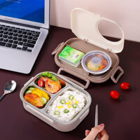 Hộp cơm inox giữ nhiệt 3 ngăn tặng kèm hộp canh và bộ thìa đũa cao cấp BAG U HCINOXLO23