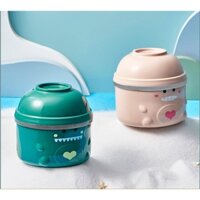 Hộp cơm inox Khủng Long 2 tầng có nắp đậy giữ nhiệt, tô mì 2 lớp cách nhiệt, bát úp mì khủng long dễ thương tiện lợi