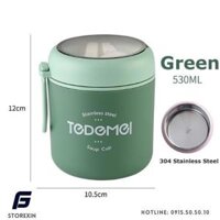 Hộp Cơm khay cơm ,Canh,Sup Giữ Nhiệt, Ruột Inox 304 thép không gỉ, an toàn sử dụng , đủ kích thước.Giao nhanh - 1 ngăn màu Xanh lá
