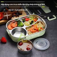 Hộp cơm khay inox cao cấp BUNA, Hộp đựg thức ăn Camen cơm chia ngăn, Hộp cơm chịu nhiệt lò vi sóng