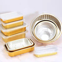 [Hộp cơm lá nhôm] Hộp thiếc lá nhôm, khoai lang nướng phô mai, nồi chiên không khí, Lò Nướng, Nồi canh dày dùng một lần Vàng gia dụng