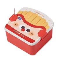 Hộp cơm nhựa 3 ngăn hình Khoai tây chiên dễ thương kèm muỗng nĩa đựng cơm đi học đi làm 6824