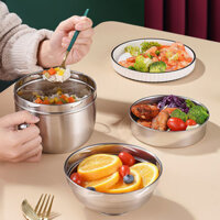 Hộp Cơm Thép Không Gỉ Dày Siêu Lớn Hộp Cơm Hình Tròn Hộp Cơm Cốc Đựng Thức Ăn Nhanh Hai Lớp Hộp Cơm Hộp Mì Ăn Liền