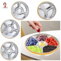 Hộp cơm trưa BEAUTYHAVEN, Khay phục vụ bằng thép không gỉ tròn có thể tái sử dụng, Ngăn 3 / 4 / 5 / 6 di động không độc hại có nắp nhựa Hộp đựng đồ ăn nhẹ