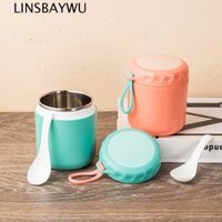 Hộp Cơm Trưa LINSBAYWU Di Động Học Sinh 430ML Bình Giữ Nhiệt Mini Dễ Thương