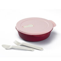 Hộp cơm Tupperware Crystalwave Lunch 825ml màu đỏ mận