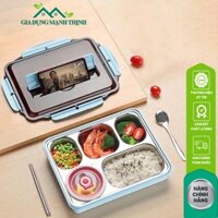 Hộp Cơm Văn Phòng Inox 5 Ngăn Cao Cấp Có Nắp Đậy +TẶNG Kèm Bộ Đũa Thìa Và Bát Sứ ( giao mầu ngẫu nhiên )