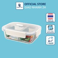 Hộp Cơm Văn Phòng Thủy Tinh Chia Ngăn Tiện Lợi DOUBLE LOCK - Hộp Cơm Lò Vi Sóng Chịu Nhiệt Cao