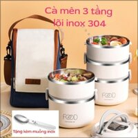 Hộp cơm/camen 2600ml 3 tầng lõi inox 304 giữ nhiệt tặng kèm muỗng inox
