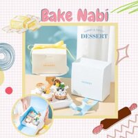 HỘP CUPCAKE 4 BÁNH VÀNG/XANH KÈM RUY BĂNG