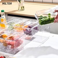 Hộp đá tươi MILTER, Hộp đựng tủ lạnh 4 / 5 lưới trong suốt, Nhựa có thể tháo rời gia đình Khay đựng trái cây đá hai lớp tại nhà